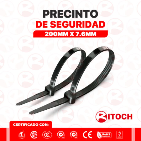 Precinto de Seguridad 200X7.6mm Negro